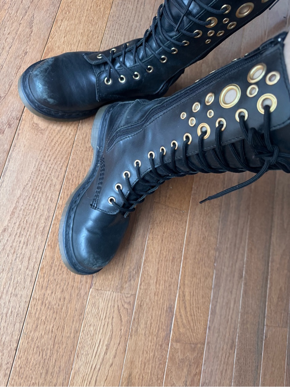 Dr. Martens Black Lace-Up Grommet Combat Boots
